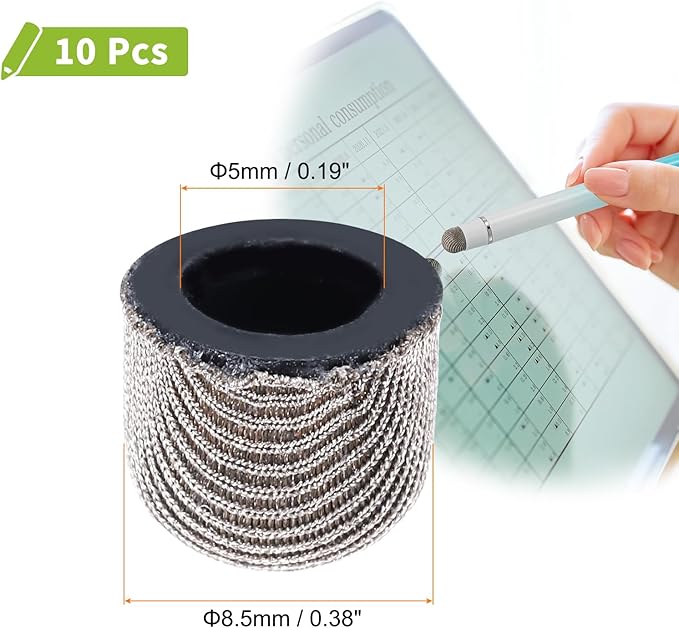 MECCANIXITY 10Pcs Replacement Fiber Mesh Tips for Stylus Pens 8.5mm Suitable for Capacitive Touch Screen,High Sensitivity,Soft,No Scratch Screen Pen Tip