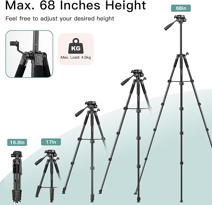 Victiv 68" Phone Tripod Stand, Tablet Tripod for iPhone iPad with Remote and Holder, Phone Stand for Video Recording Travel Photo Vlog Photography, Compatible with Smartphone Digital Camera