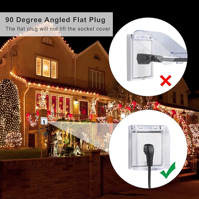 Power Cord Extension Y Splitter - 1 to 2 Way Outlet Adapter NEMA 5-15P 90-Degree Flat Plug to 2 X NEMA 5-15R with SJT 16AWG 3-Prong Cable Wire Extender Space Saver for Kitchen Home Office