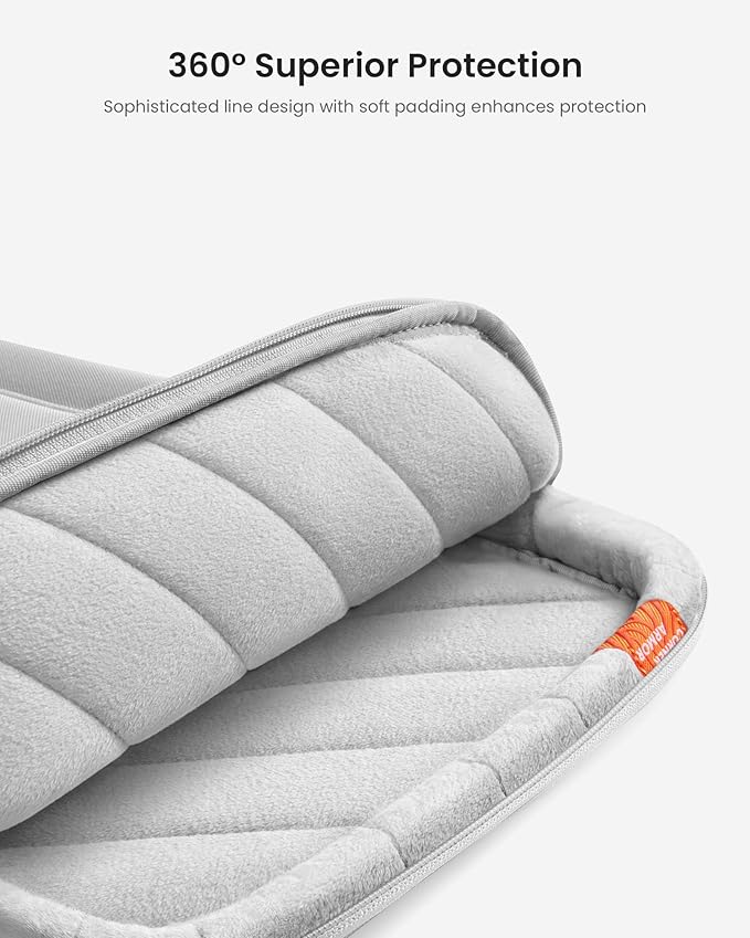 tomtoc 360° Protective Laptop Sleeve for 13.5-14.4 Inch Surface Laptop 6/5/Studio 2/1, Surface Book, Water-Resistant Shockproof Carrying Case Bag for Acer Aspire/Swift, ASUS Vivobook/Zenbook 14, Gray