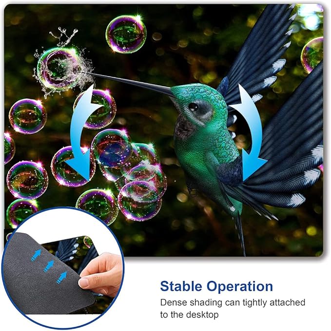 Hokafenle Hummingbird Mouse Mat - Square Waterproof Non-Slip Rubber Base Mouse Pad for Office & Home Laptop
