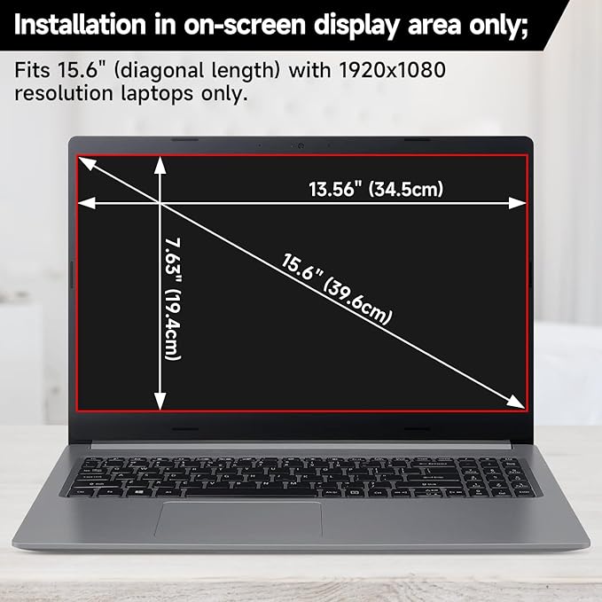 15.6 Inch 1920x1080 Laptop Privacy Screen Filter, Anti Blue Light Glare & Anti Scratch Computer Privacy Shield for 15.6" with 16:9 Aspect Ratio Laptop