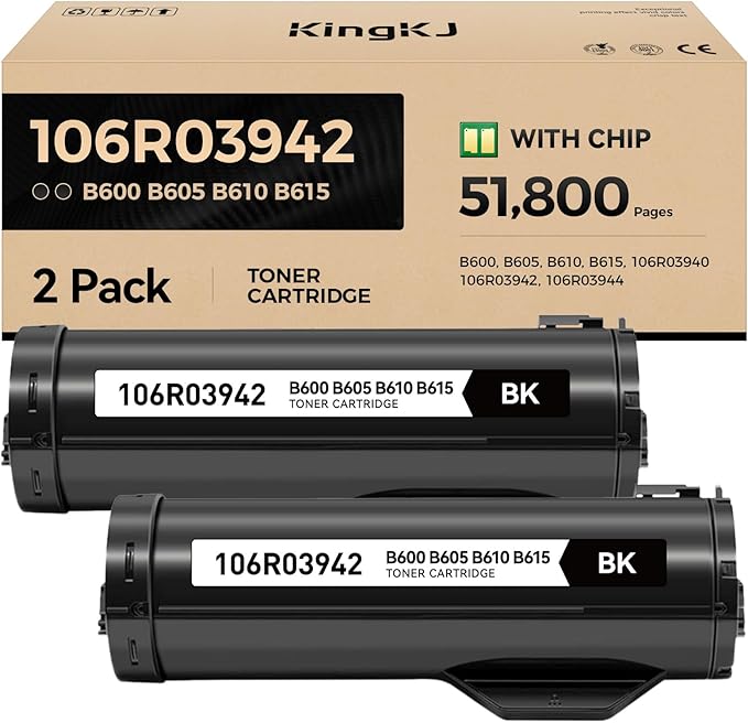 VersaLink B600 B610 Black High Capacity Toner Cartridge 2-Pack Replacement for Xerox 106R03940 106R03942 106R03944 Toner Compatible for Xerox VersaLink B600 B605 B610 B615 Laser Printer Ink All-in-One