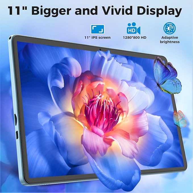 Android Tablet, 11 inch Android 15 Tablet with Keyboard, 24GB+128GB, 1TB Expand, 8000mAh, 5MP+13MP, 2.4G&5G WiFi, IPS Touch Screen, GMS Certified, 2 in 1 Tablets with Case, Mouse, Stylus(Green)