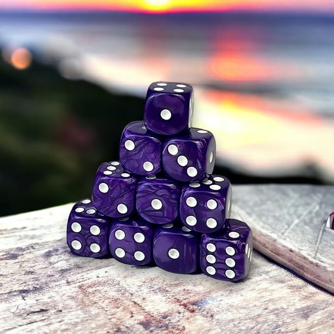 Luck Lab 10 Piece D6 Dice Pack - Acrylic Dice for RPG MTG DND Dice Table Games and Board Games (Purple Pearl)