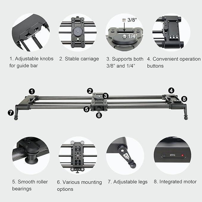 Konova New G1 Wireless Motorized Integrated Carbon Slider for Video, Time Lapse, Stop Motion, Parallax Panormaic Shooting (120cm (47.2"))