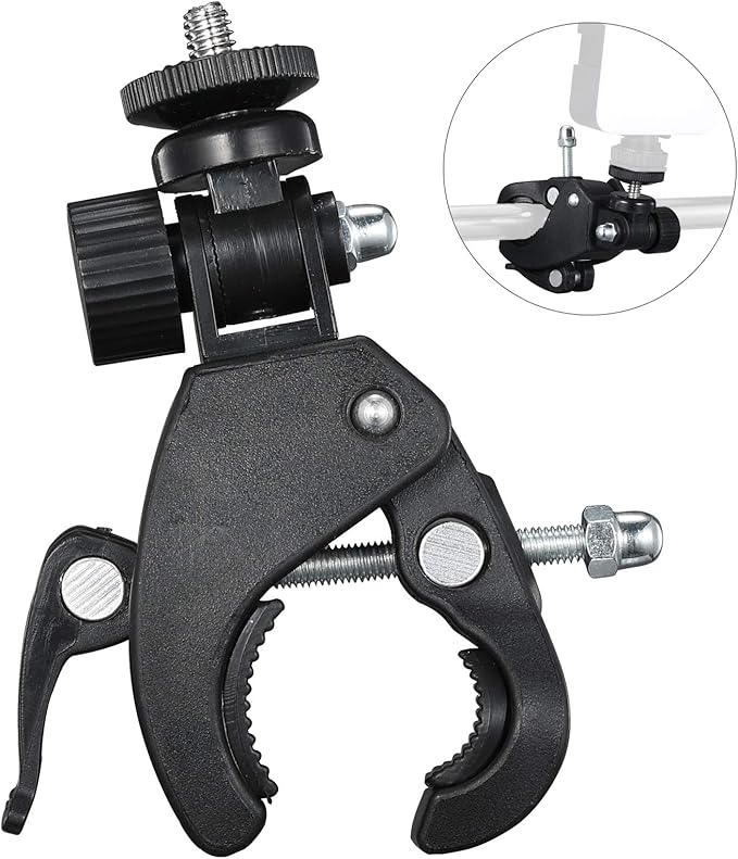 Camera Super Clamp with 1/4"- 20 Threaded Head Compatible for LCD Monitor,DSLR Cameras,DV,Flash Light,Studio Backdrop,Bike, Microphone Stands, Music Stands,Tripod, Motorcycle,Rod Bar