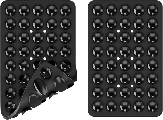 Silicone Double Sided Suction Phone Case Mount, Detachable Hands Free & Strong Grip Holder for Selfies & Videos, Compatible iPhone Android (Black, 1Pack)