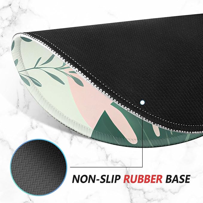 ITNRSIIET Mouse Pad Non-Slip Rubber Base Smooth Surface Stitched Edges Waterproof Durable Compatible with All Mice for Office & Gaming, Desk Accessory, Diameter 8.7 inch, PastelFoliage