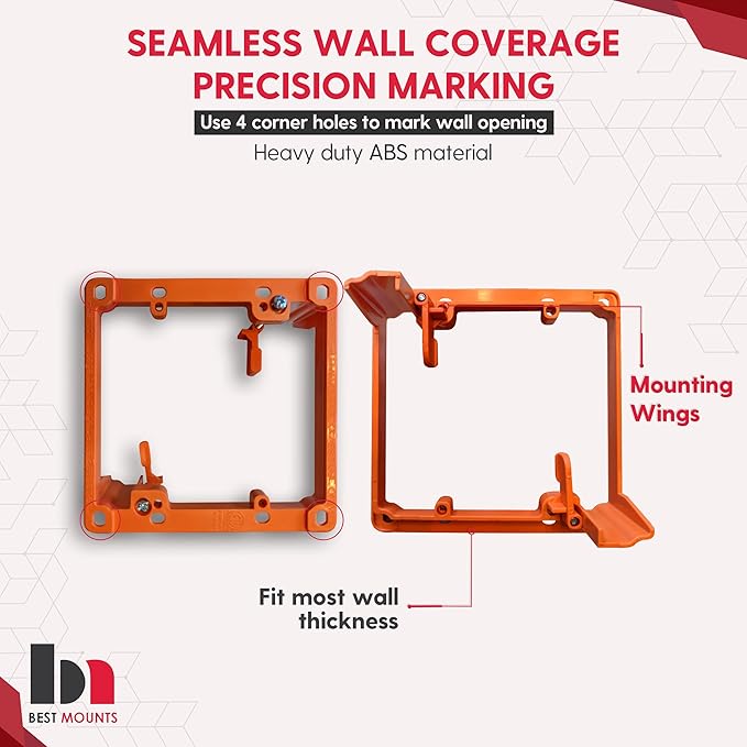 BestMounts - 2 Pack In Wall Cable Management Kit - Recessed Wall Plate Cable Pass Through Pair with Dual Gang Low Voltage Mounting Bracket - TV Cord Hider for Wall Mounted TV ETL Listed