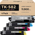 TK-582 TK582 Toner Cartridge Set 4-Pack High Yield Replacement for Kyocera TK-582K TK-582M TK-582C TK-582Y Ink Compatible with Kyocera ECOSYS P6021cdn PRINTER FS-C5150DN Printer Copy Black Color Cyan