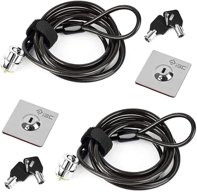 I3C Laptop Cable Lock Hardware Security Cable Lock Anti Theft, Anchor Plate & 2 Keys Compatible with Notebooks Smart Phone Tablet Electronic Products (2 Pack)