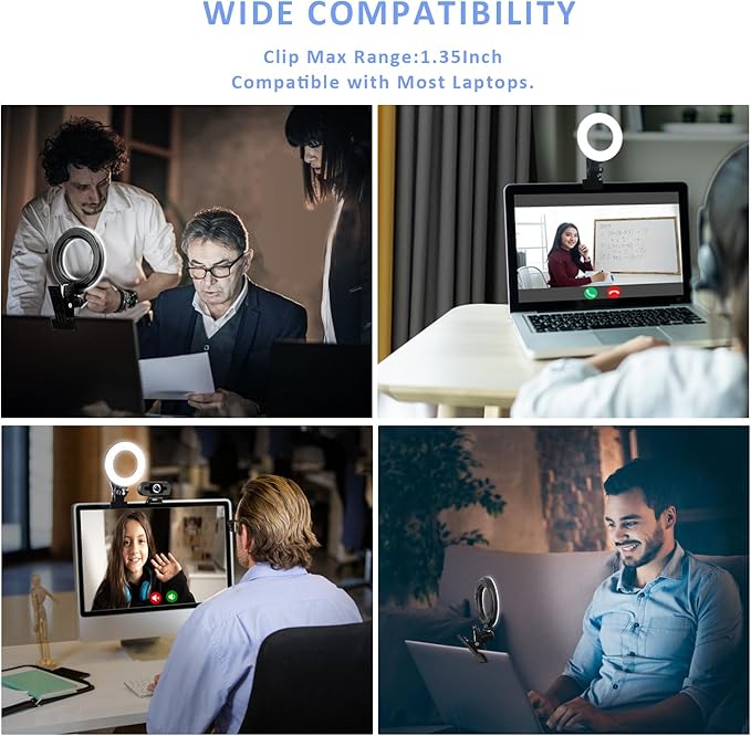 Video Conference Lighting Kit， Clip on Light Reading Lights， Ring Light, 360 ° Flexible Gooseneck Bed Night Light ，Computer Laptop Video Conferencing