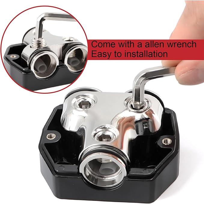 2 Way Power Distribution Block 1x 0 GA in 2X 0 GA Out Circuit Protector Distribution Connecting Blocks for Car Audio Splitter,2Pcs with Installation Kit