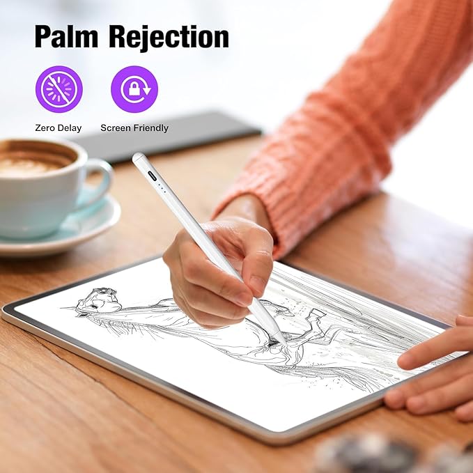 2Pack Stylus Pencil for iPad A16/11th Gen(2018-2025),Fast Charging Pen with Palm Rejection&Tilt Sensitivity Compatible with iPad 6/7/8/9/10/11,iPad-Pro 11"/12.9"/ M4, iPad-Air 3/4/5/M2/M3,Mini 5/6/7
