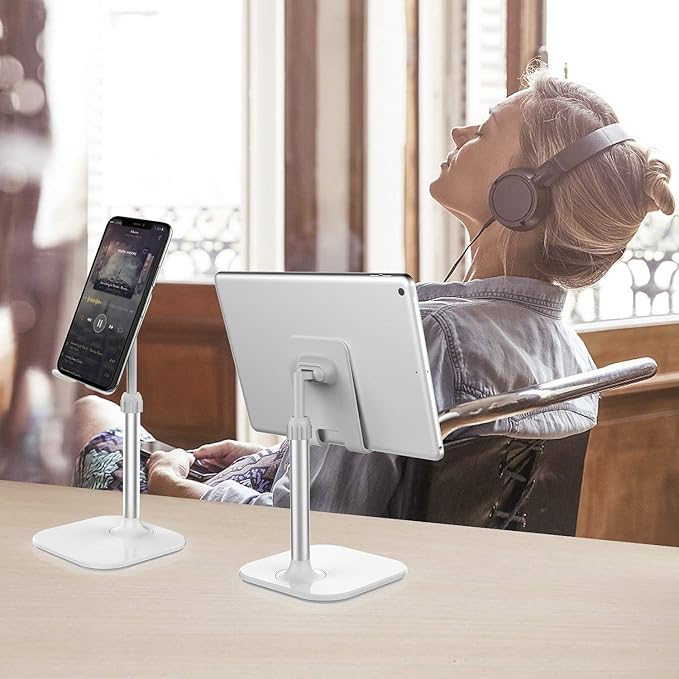 Doboli Cell Phone Stand, Phone Stand for Desk, Phone Holder Stand Compatible with iPhone and All Mobile Phones Tablet, Gifts for Adults Women Men Mom Wife, White