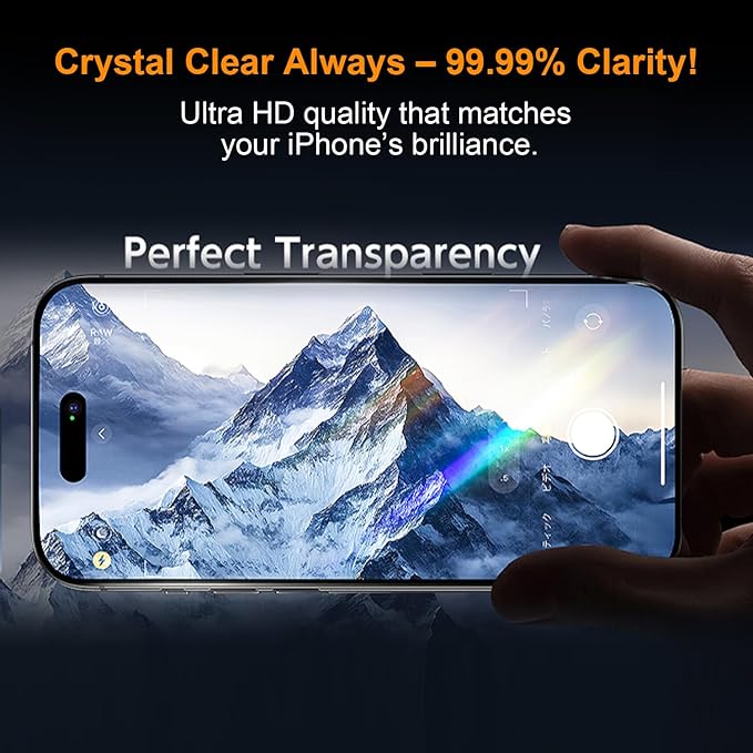 OneFish Glass Screen Protector for iphone 15 Pro, 9H Hardness Glass Scratch Resistant, HD Clarity Tempered Film with Installation Frame, Bubble Free, Easy Installation, 2Pack.