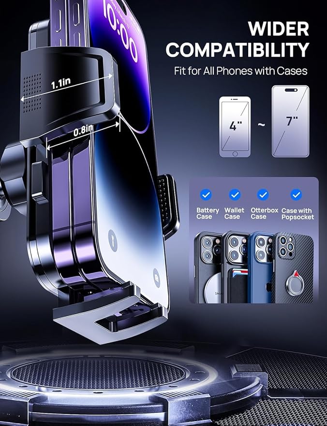 3-in-1 Car Phone Holder, Strong Suction Phone Mount for Windshield/Dashboard/Desk, Hands Free Dash Mounted Car Cell Phone Holder Stand, Truck Phone Holder for iPhone Samsung Android Smartphone