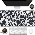 Desk Pad,Hand Drawn Leaves and Flowers Desk Mat,Abstract Plant Large Gaming Mouse Pad for Desk,Extended Big Computer Keyboard Mouse Pad with Non-Slip Base and Stitched Edge,35.4"x15.7"