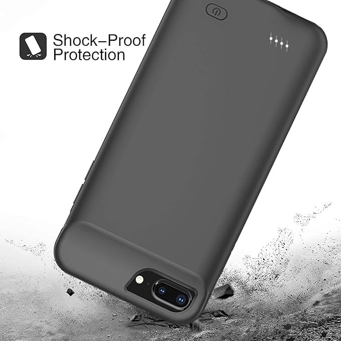 Battery Case for iPhone 6 Plus/6s Plus/7 Plus/8 Plus, 10000mAh Portable Battery Pack Rechargeable Smart Charger Case Compatible with iPhone 6 Plus/6s Plus/7 Plus/8 Plus (5.5 inch) Battery Case (Black)