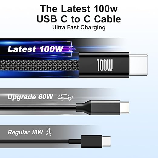 USB C to USB C Charging Cable, 100W Fast Charging [6.6ft, 4-Pack] Type C Charger Cord,Braided USBC Phone Charger Cable for iPhone 17 16 15 Pro Max/Samsung S25 S24/MacBook Pro/Air,iPad,Pixel,PS5,Switch