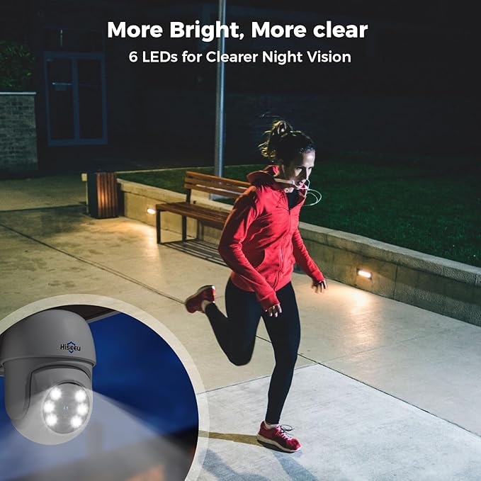 Hiseeu 360°View PTZ 3K Wired Security Camera System with Alarm Spotlight,Audio Person/Vehicle Detection 8ch 5MP DVR 4PCS Cameras 1TB HDD Home CCTV Camera System Outdoor,Night Vision,24/7 Record