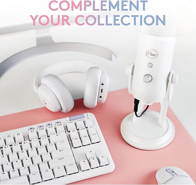 Logitech Creators Blue Yeti USB Microphone for Gaming, Streaming, Podcast, YouTube, Discord, PC, Studio Sound, Plug & Play-White Mist