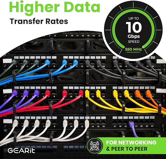 GEARit Cat 6 Ethernet Cable (1-Pack 50 Feet) Cat6 Network Patch, 10Gbps, RJ45, Snagless Cord, Gold-Plated Connectors, Internet for PC, TV, Tablet, Router, Printer, Servers, IT Data Center - Red