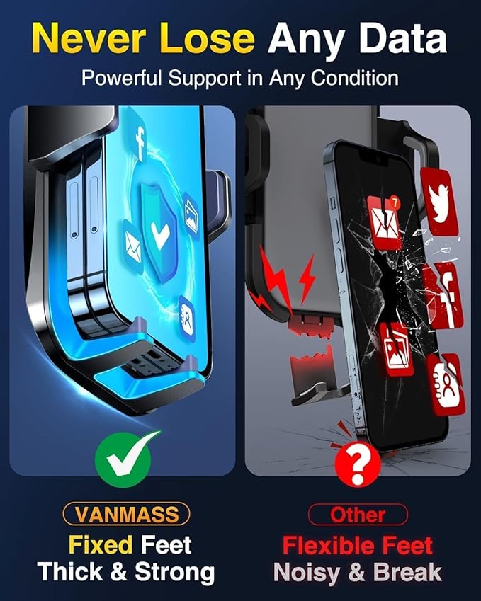 【2025 MAX Stable & Durable】Car Phone Holder VANMASS【Ultimate Military-Grade Suction】Cell Mount Truck Stand Cradle for Dashboard Windshield Vent for iPhone 16 Pro Max 15 14 13 12 Samsung S24 Android