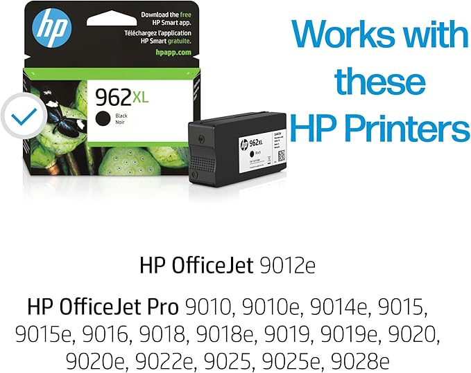 HP 962XL Black High-yield Ink Cartridge for HP Printers | Works with Printer Series: OfficeJet 9010, Pro 9010, 9020 | Eligible for Instant Ink | 3JA03AN