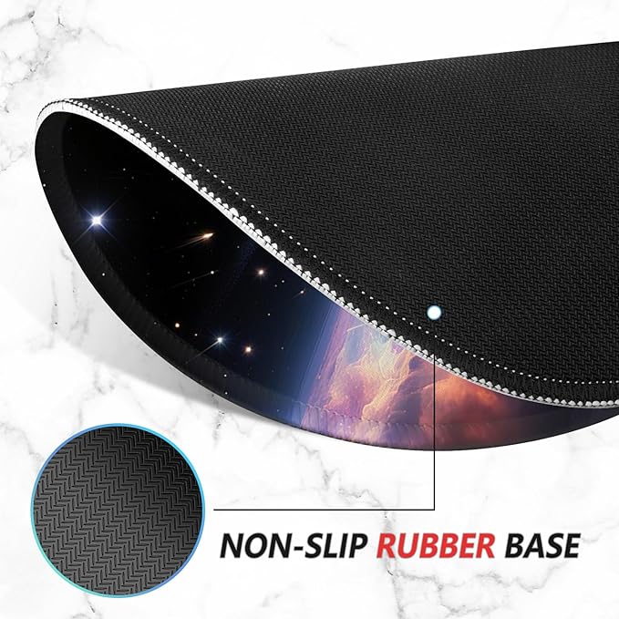 ITNRSIIET Mouse Pad Non-Slip Rubber Base Smooth Surface Stitched Edges Waterproof Durable Compatible with All Mice for Office & Gaming, Desk Accessory, Diameter 8.7 inch, Stellar