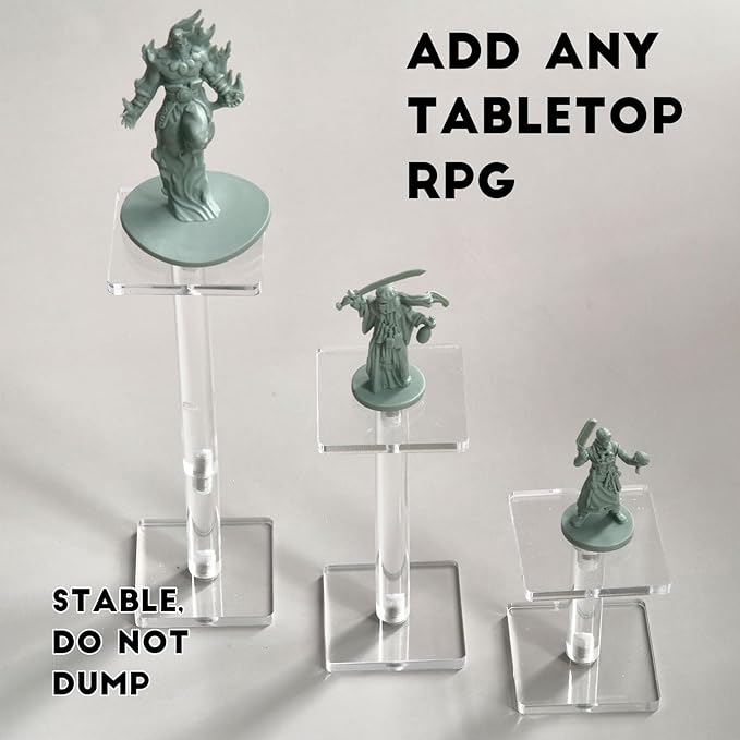 AAiphuwew 3pcs Combat Risers for Flying Miniatures, Adjustable Height Multi-Tiered Raised Platforms Flying Miniatures Combat Riser for Tabletop RPG and Board Games