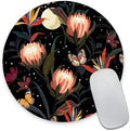 Mouse Pad Round, Cute Mouse Pad with Design, Floral Butterfly Mouse Mat, Non-Slip Rubber Base Mousepad, Waterproof Women Office Computer Mouse Pads