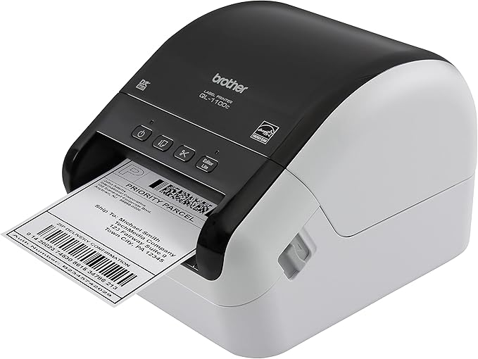 Brother QL-1100c Wide Format Label Printer, Shipping & Postage Labels 4” x 6”, Barcode & QR Code, High Speed, Direct Thermal Printing, Compact, uses DK Drop-in Label Rolls, USB Connectivity