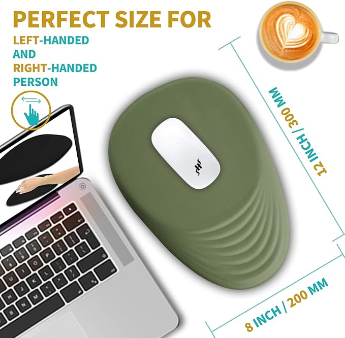 Hokafenle Ergonomic Mouse Pad Wrist Support with Stepped-Wedge Design, Wrist Rest Pain Relief Mousepad Filled with Memory Foam, Carpal Tunnel Mousepad for Wireless Mouse(12x8 inch, Dark Green)