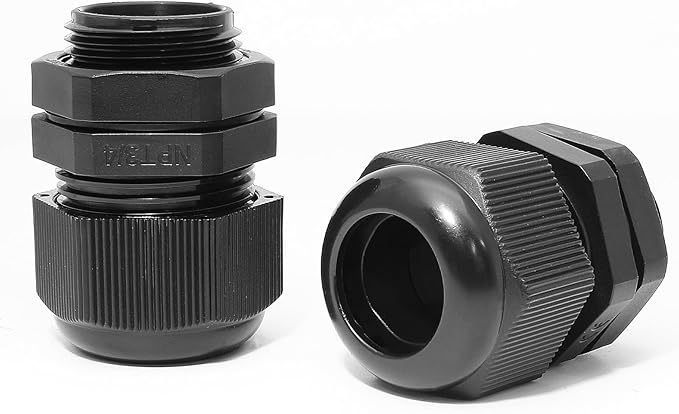 10 Pcs 3/4" NPT Nylon Cable Glands, IP68 Waterproof Adjustable Cord Grip Cable Connector Strain Relief Wire Protectors for 13-18mm Cable Diameter, Black