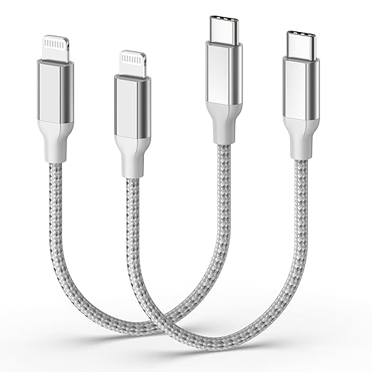 1ft USB C to Lightning Cable Short, [Apple MFi Certified] 2Pack USB C iPhone Charger PD Fast Charging, 12inch Nylon Braided Type C to Lightning Cord for iPhone 14 13 12 11 Pro Max Mini XR XS 8 SE iPad
