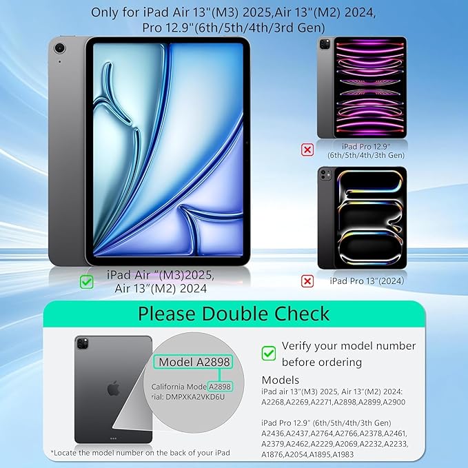 Keyboard Case for iPad Air 13 inch (M2, 2024),iPad Pro 12.9 inch (3/4/5/6th Gen) Magic Magnetic - Easy-Set Floating Cantilever Stand, Multi-Touch Trackpad Backlit Keyboard Case for iPad Air 13