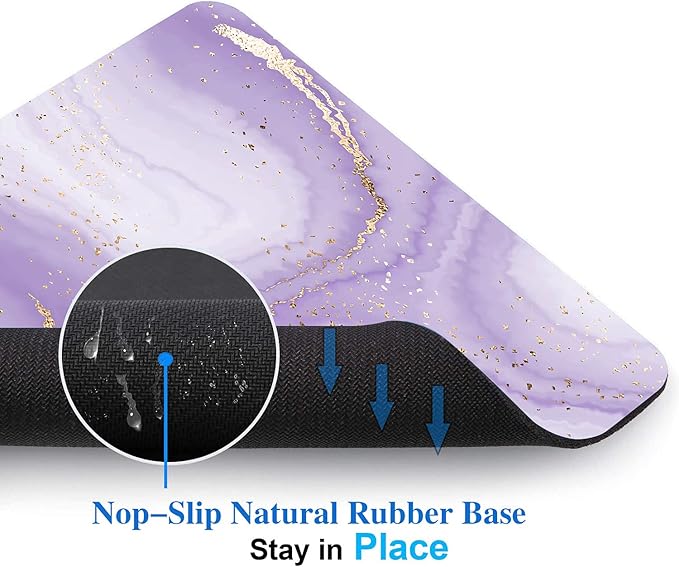 Gold Splatter Marble Mouse Pad, Purple Texture Marbling Mousepad for Design, Anti-Slip Rubber Base Wireless Mouse Pads for Laptop