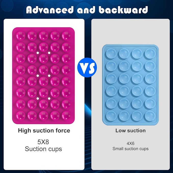 Silicone Double Sided Suction Phone Case Mount, Detachable Hands Free & Strong Grip Holder for Selfies & Videos, Compatible iPhone Android (Rose Red, 1Pack)