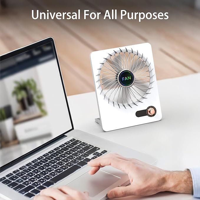 Mini Portable Fan, Silent Rechargeable Desk & Handheld with Adjustable Speeds & Angles, Long-Lasting Battery, Light Personal Wireless Cooling for Office, Bedroom, Classroom, Travel