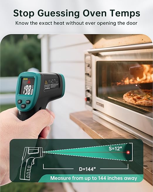 ERICKHILL ROOKMAX Infrared Thermometer Gun, Non-Contact Laser, Adjustable Emissivity, Color LCD, -58°F to 1472°F (-50°C to 800°C), for HVAC, Cooking & BBQ, Automotive, Freezer - Dark Green
