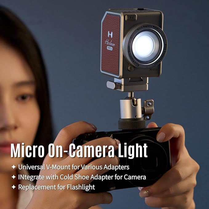 Harlowe Micro Portable Led Light for Camera 8W Bi-Color 2700K-6500K CRI/TLCI 96+ Small Camera Lighting Kit Mini Cube Fill Light for Photography and Video Recording Micro Standard Kit