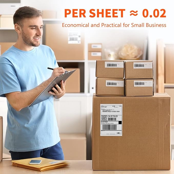JADENS Thermal Shipping Labels 4x6-350 Labels(4 Rolls), Compatible with Rollo, Brother, Zebra and Most Thermal Printer, Perforated, Commercial Grade, Doesn't Compatible with Dymo