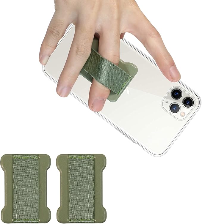Universal Phone Grip for Smartphones - Phone Holder for Hand for Back of Phone - Wireless Charging Compatible (Green) - 2Pack