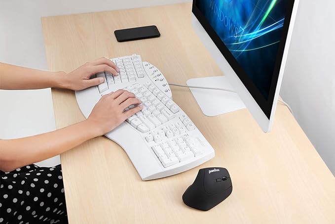 Perixx PERIBOARD-512W Periboard-512 Ergonomic Split Keyboard - Natural Ergonomic Design - White - Bulky Size 19.09"X9.29"X1.73", US English Layout