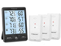 Geevon Indoor Outdoor Thermometer Wireless 3 Remote Sensors, 5-Inch Display Digital Hygrometer Thermometer Temperature Humidity Monitor with 8S Backlight, Battery-Powered (Black)