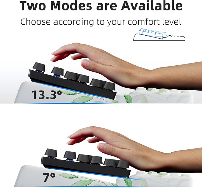 Ospelelf Keyboard Wrist Rest Pad Comfy Ergonomic Keyboard Stand Holder Office Desk Accessories Work from Home Essentials Green Leaves Pattern