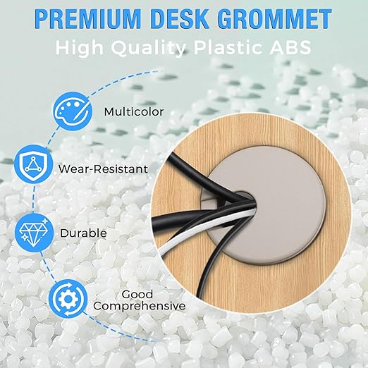 Desk Grommet 1-1/2" (38 mm), Desk Cord Hole Cover, Cable Grommet ABS Plastic, Desk Hole Grommet for Office and Home Table Cable, Detachable Cable Cord Organizer (White 8 Pcs)