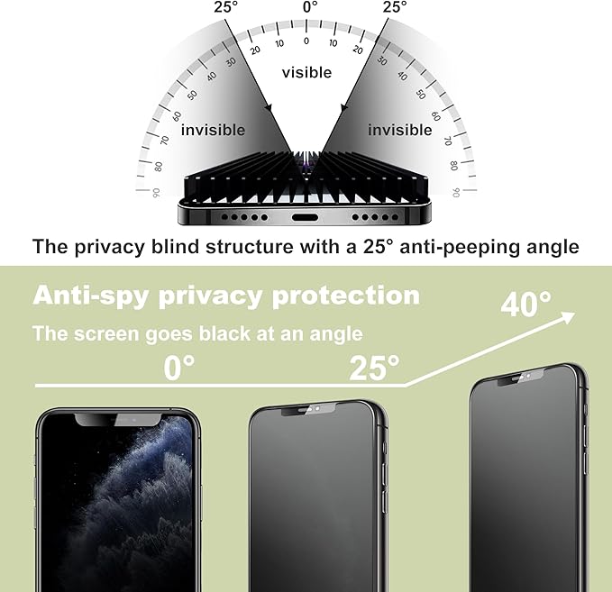 (2-Pack Matte Privacy Anti-Spy Screen Protector for iPhone 11 Pro Max/XS Max (6.5-Inch),9H Tempered Glass,Anti-Glare,Full Coverage,Anti-Fingerprint,Auto Dust Removal,Bubble-Free